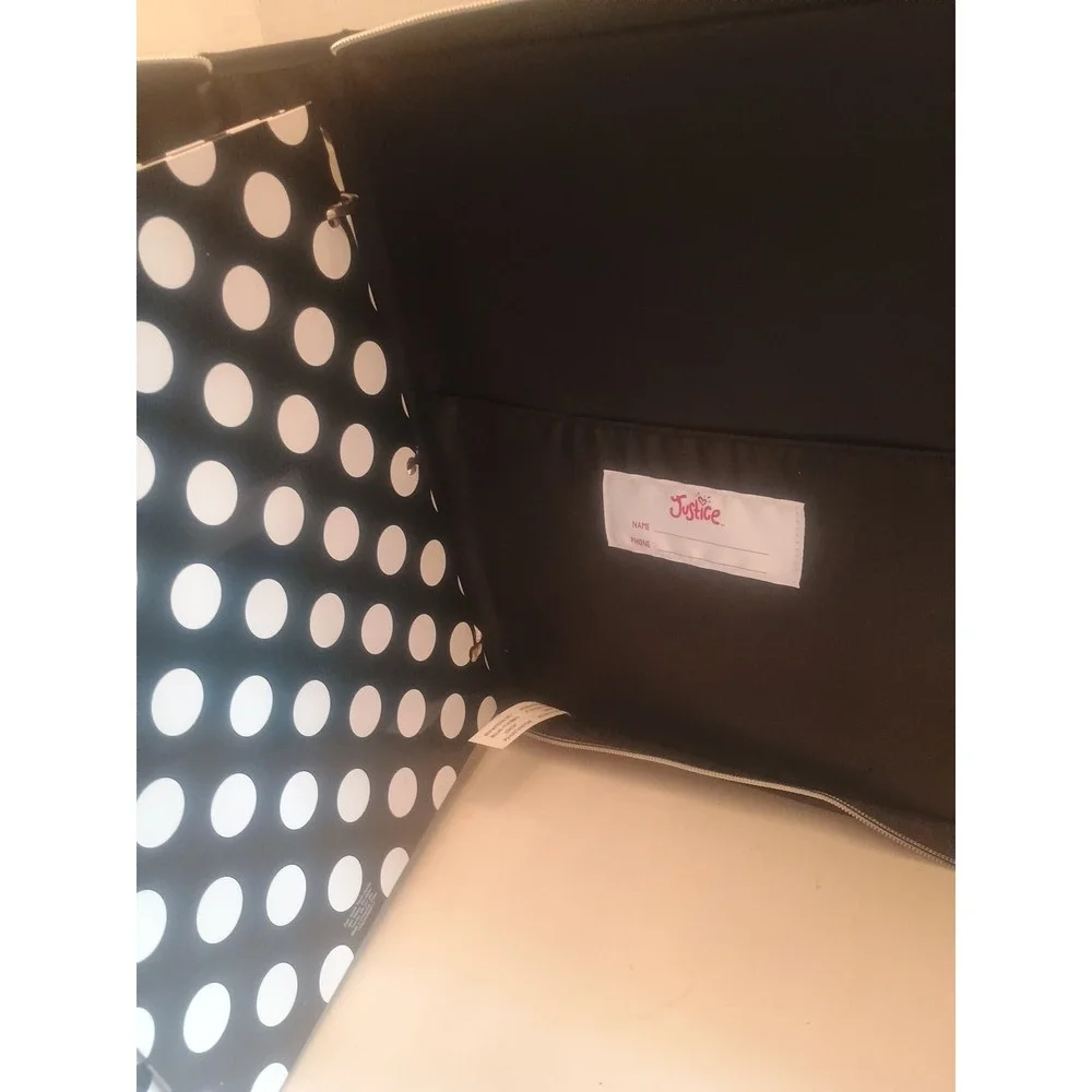 Justice French Bulldog Love Girl Power Polka Dot - Zip 3 Ring Binder & 2 Folders